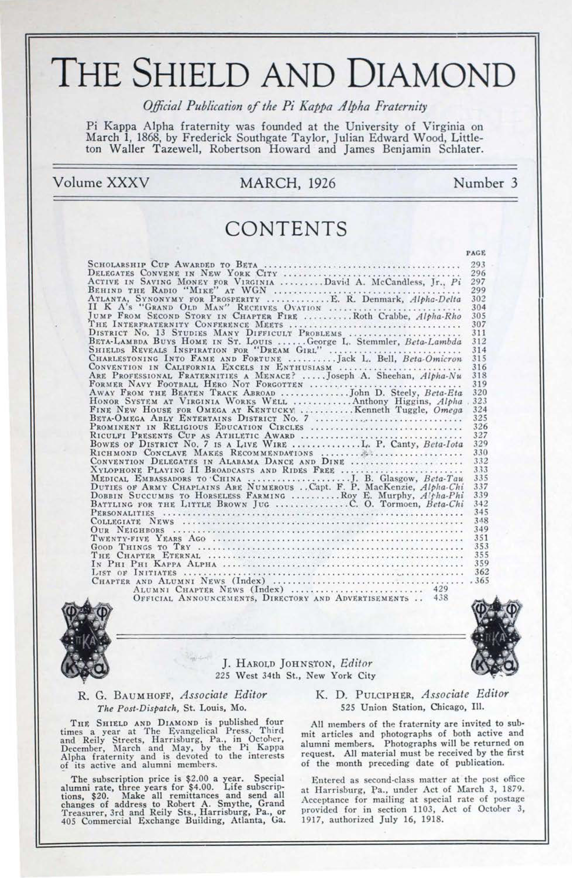 Shield and Diamond, Vol. 35, No. 3, March 1926